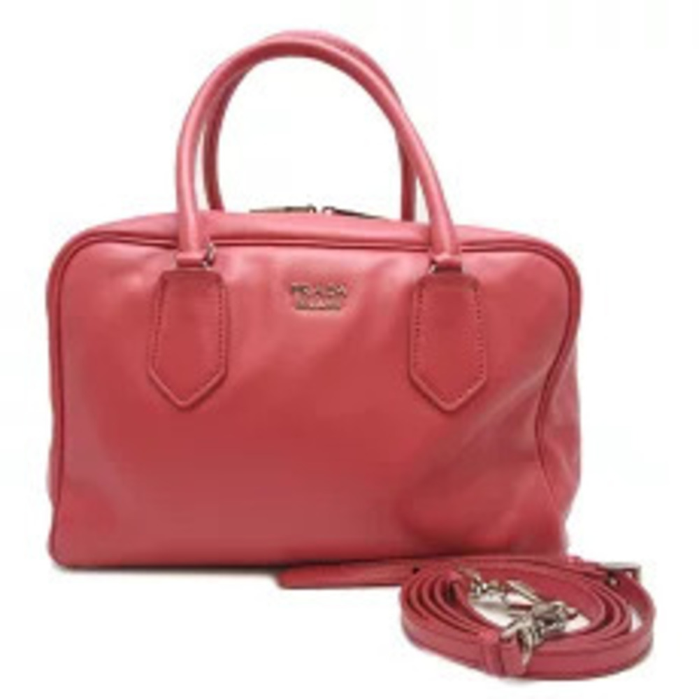 Prada Boston Handbag Leather Pink